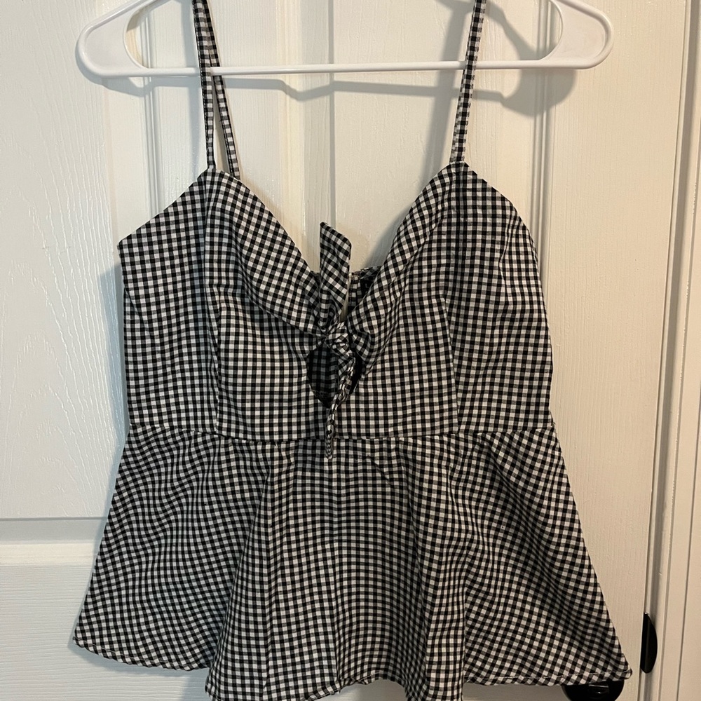 LA CONFECTION GINGHAM BLACK CHECK ALICE TOP